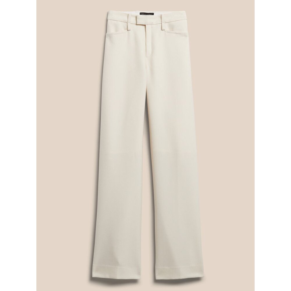 Banana Republic Lido Wide-Leg Italian Wool Pant Transition Cream White 6L Long